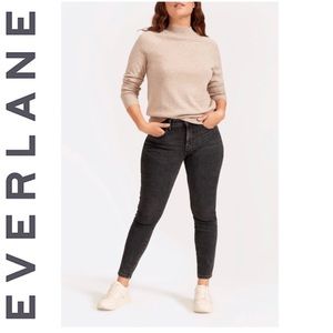 Everlane Stretch Mid Rise Washed Black Skinny 26 Ankle Jeans Minimalist Boho